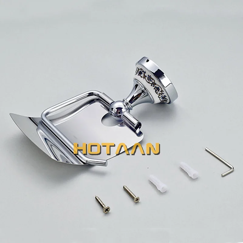 Hot Sale And Retail Promotion NEW Ceramic Chrome Brass Wall Mounted Toilet Paper Holder Waterproof Tissue Bar 11892
