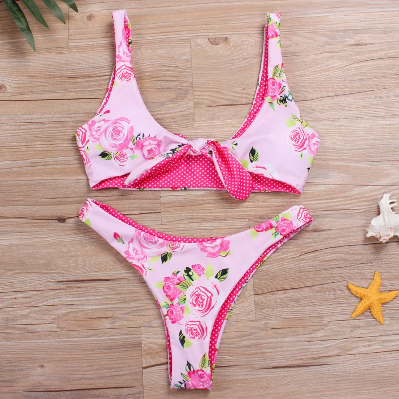 

FABO Bikini Swimwear Women Sexy Swim Suit Female Thong Brazilian Biquini Swimsuit Flower Print Beach Summer Bathers Bikinis Set