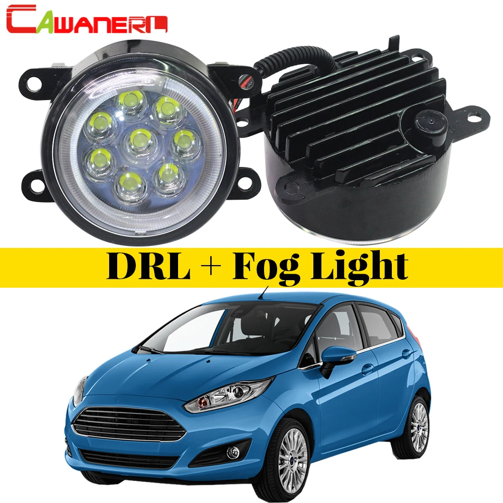 Cawanerl For 2001 2015 Ford Fiesta Car Light Source LED Fog Light Angel Eye DRL Daytime Running