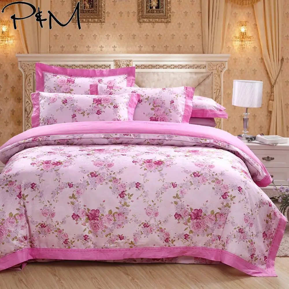 2019 Rose Pink Floral Garden Bedlinens Queen King Size Flat Sheet