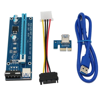 

2017 New 60cm PCI Express Riser Card PCI-E 1x to 16x Extender with USB 3.0 data Cable+SATA to 4Pin IDE Molex Power Supply