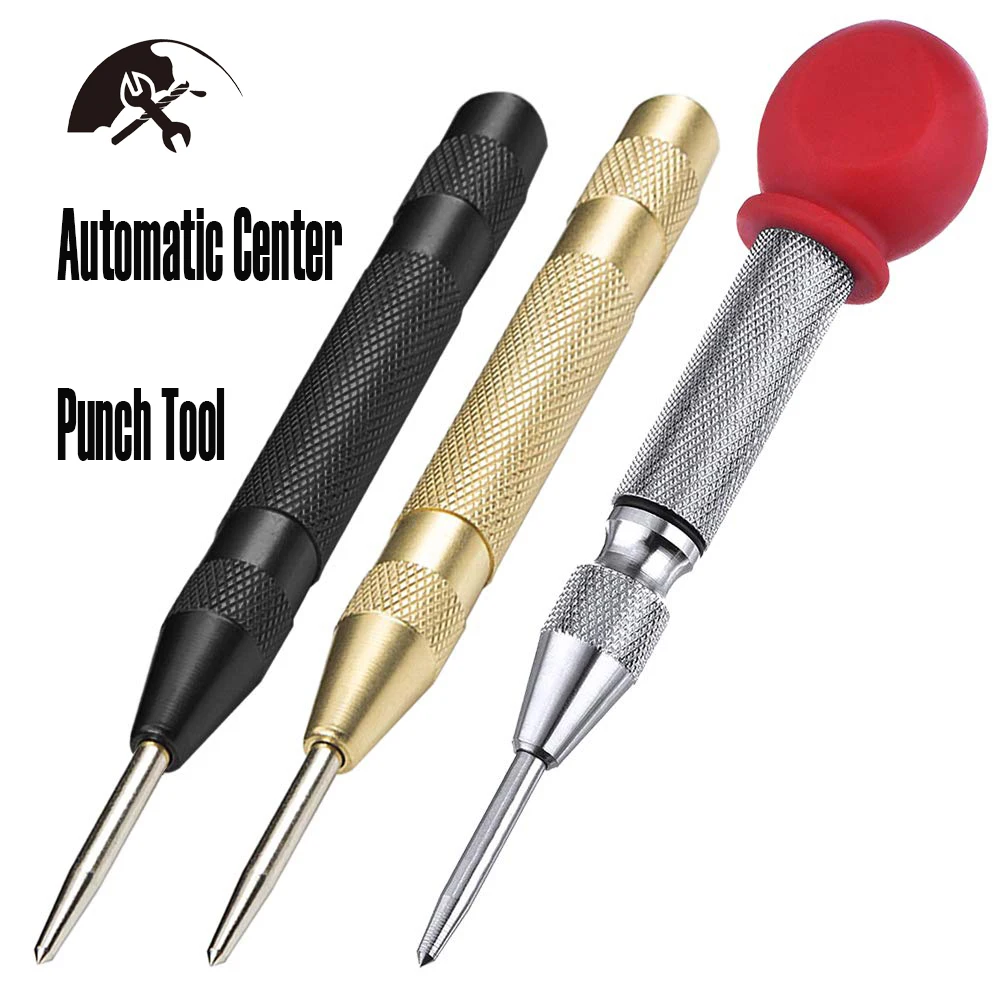 Automatic Center Punch Tool 5 inch Brass Spring Loaded Crushing Hand Tool with Cushion Cap and