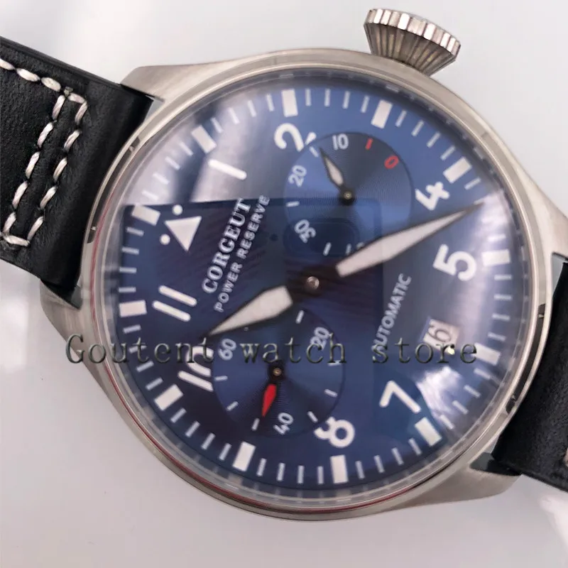Corgeut 42 мм новые Seiko кинетические автоматические часы с синим циферблатом