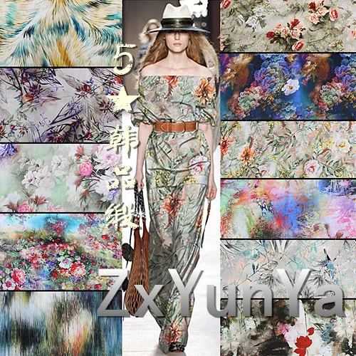 Пять звезд, Корейская атласная Хлопковая пижама, одежда, ткань, вискоза, с принтом, крученая вискозная ткань для одежды, платья