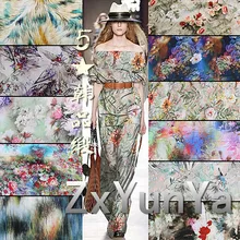 Пять звезд, Корейская атласная Хлопковая пижама, одежда, ткань, вискоза, с принтом, крученая вискозная ткань для одежды, платья