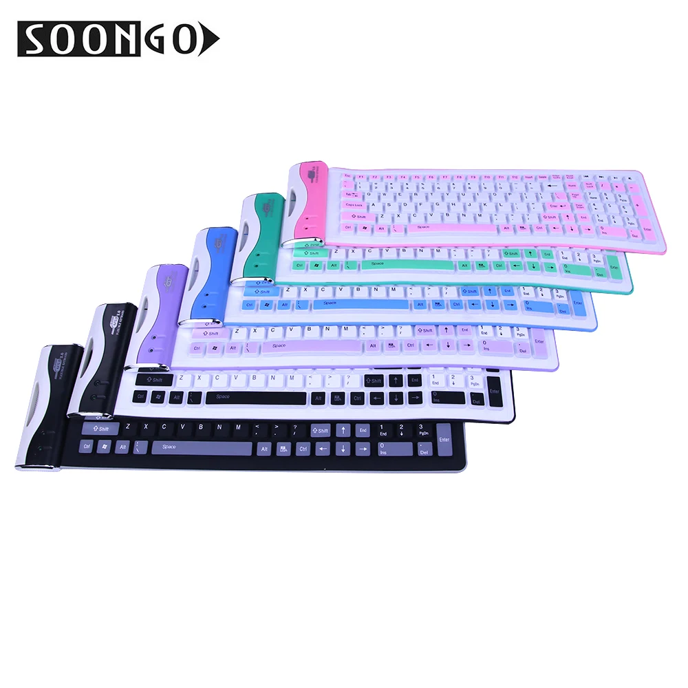 Foldable Flexible Wired Slim Silicone Keyboard Teclado Soft Gamer Universal Portable Mini Roll-up Black PC Desktop Laptop New (3)
