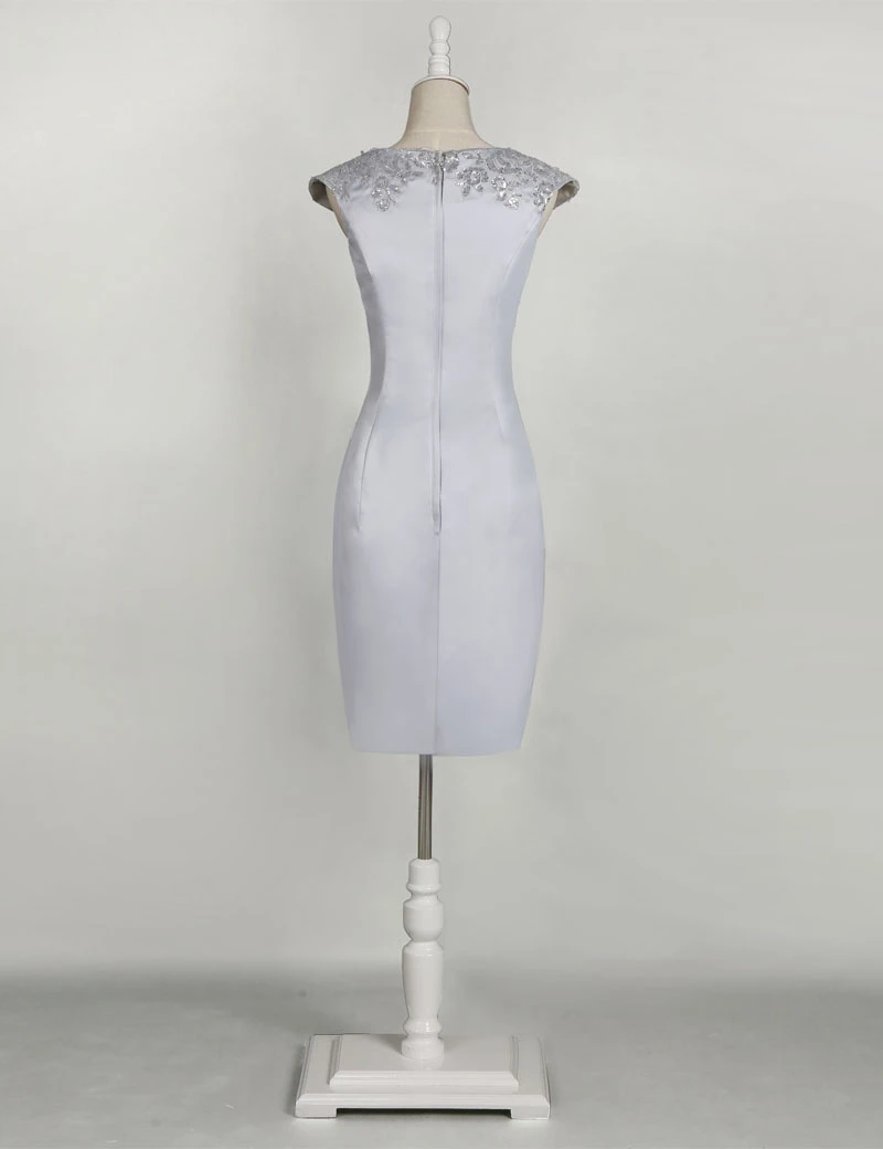 Платье-футляр длиной до колена; серое платье для матери невесты с аппликацией; vestido de fiesta; платье для мамы и жениха