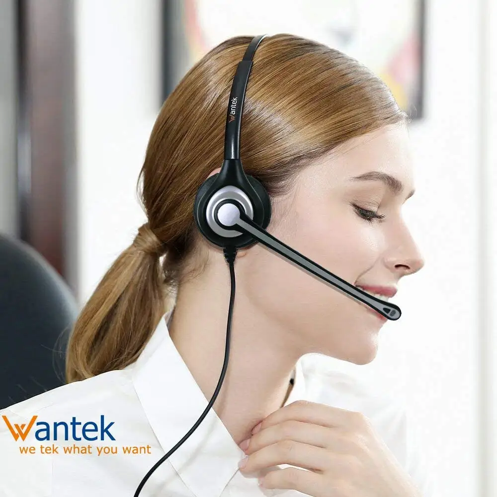 

Wantek RJ9 Headset with Mic and Volume Control Call Center Headphone for ShoreTel Polycom NEC Nortel Norstar Meridian Siemens