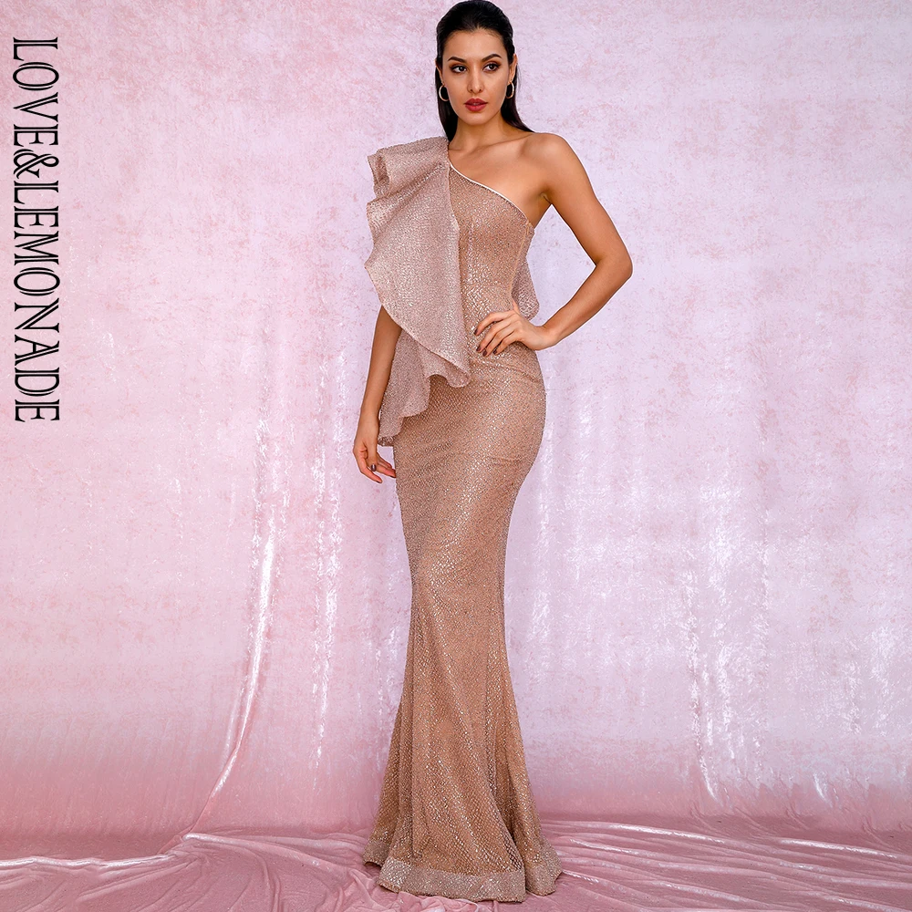LOVE&LEMONADE Sexy One Shoulder Ruffled Stitch