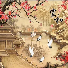 Beibehang 3d обои на заказ фотообои Фреска 3d Китайский стиль рельеф резной цветок рамка кран пейзаж 3d обои