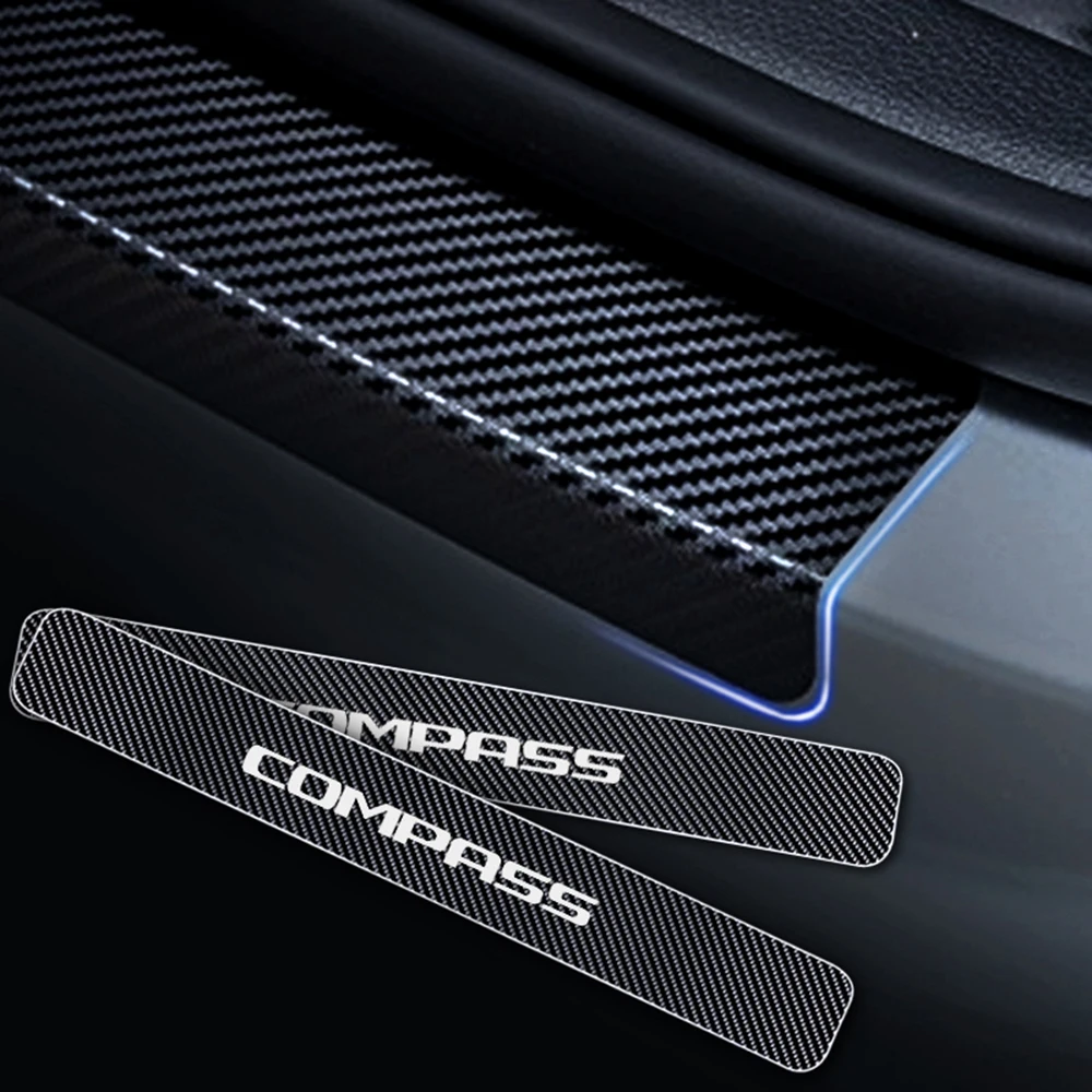 Виниловая наклейка из углеродного волокна 4D для JEEP Compass, защита порога автомобиля, накладка на ступеньку двери, аксессуары для салона автомобиля, 4 шт