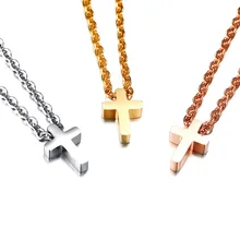 Religious Jewellery 13x9mm Tiny Cross Necklace in Stainless Steel with 20” Free Chain – Silver, Gold, Rose Gold