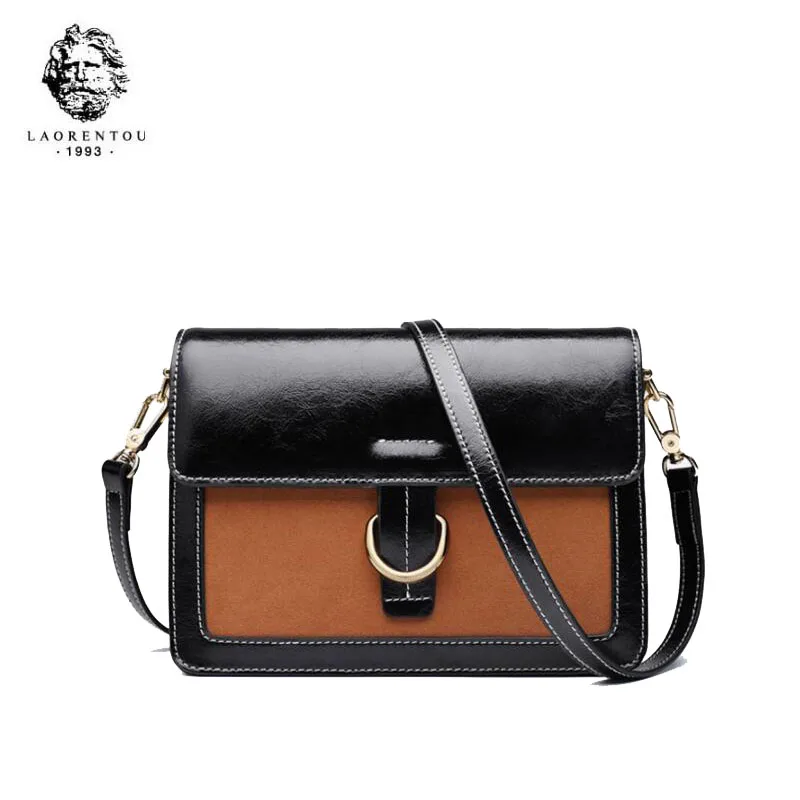 

LAORENTOU 2019 New women Leather bags splice fashion Luxury leather crossbody bags for women shoulder bag