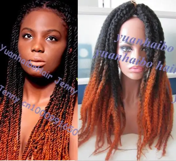 Stock 20inch Ombre Two Tone Black Gold Kinky Twist Synthetic