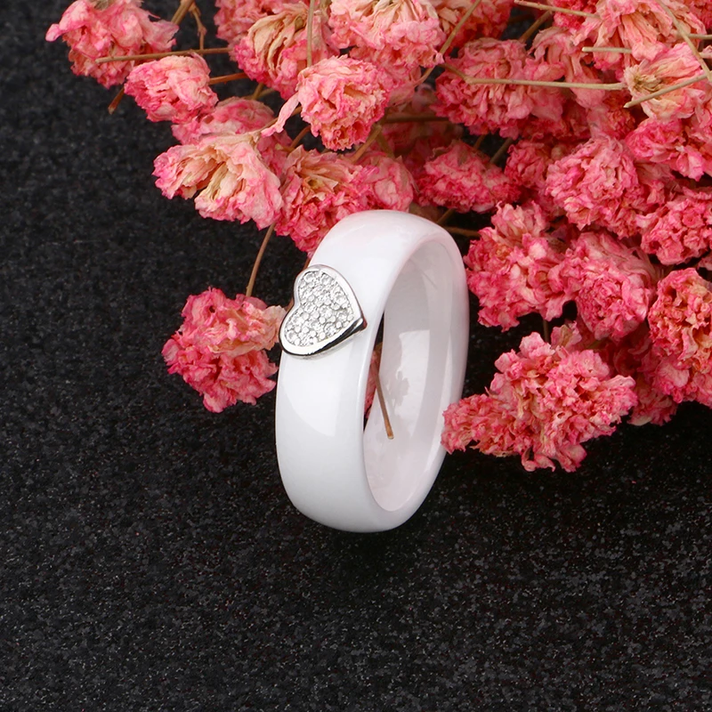 Gold Silver Sweetheart Ceramic Ring 6mm 3mm Wide Healthy Smooth Material With Bling CZ Stone For Women Girl Wedding Party Gifts