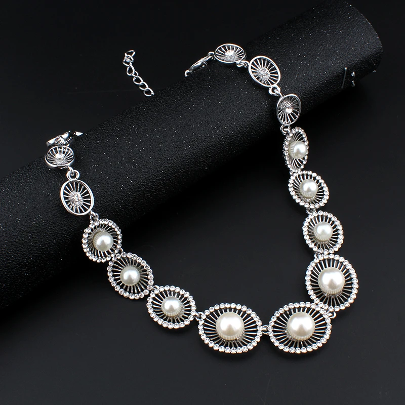 Weibang модная новинка круглая подвеска с искусственным жемчугом женское ожерелье набор античный серебряный шарм массивное ювелирное изделие Прямая поставка