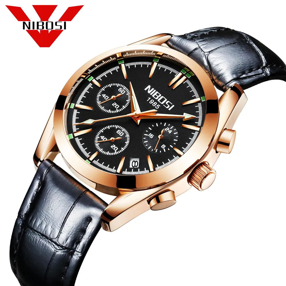 

Relogio Masculion NIBOSI Men Top Luxury Brand Military Sport Watch Men's Quartz Clock Male Casual Business Rose gold watch