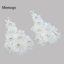 Горячая Распродажа перчатки без пальцев Длина кружево с аппликацией и бисером свадебные перчатки для невесты luva de noiva