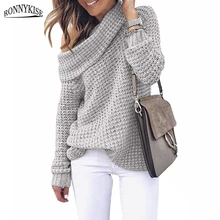 RONNYKISE Turtleneck Pullover Sweaters Women's Fashion Knitwear Long Sleeves Autumn and Winter Knitting Sweaters Tops white knitting roll neck long sleeves sweaters