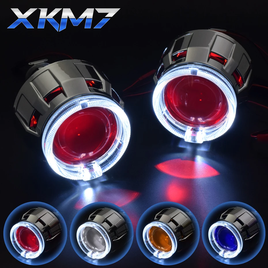 Биксеноновые линзы для фар 2 5 дюйма глаза ангела дьявола HID проектор H4 H7