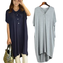Женские ночные рубашки, летняя одежда для сна, повседневные ночные платья, плюс размер, платья с коротким рукавом, Женская свободная ночная рубашка, домашняя одежда