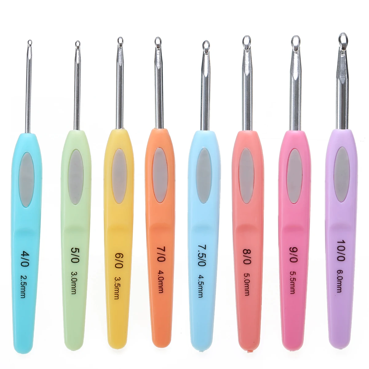 1 Set Durable Sewing Tool Aluminum Crochet Hooks 2.5mm-6mm Knitting Needles colorful Plastic Handles Knit Accessories Tools