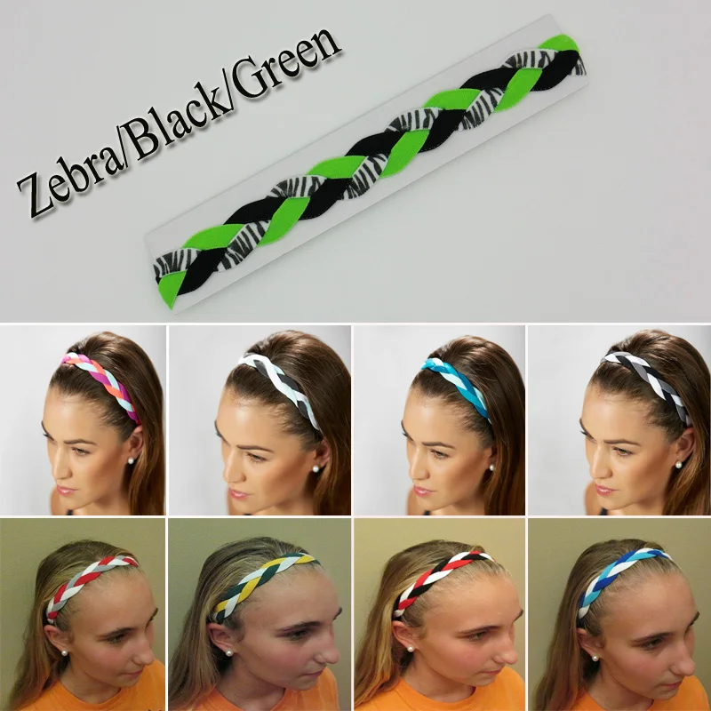 

2019 New 50pcs Fashion Softball Baseball Sports Braided Headbands Sweet Non Slip Scrunchy Girl Soccer Elastic Hair Bands