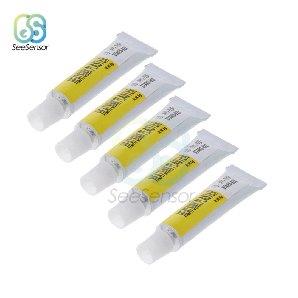 5pcs 5g STARS-922 Heatsink Plaster Thermal Grease Adhesive Cooling Paste Strong Adhesive Compound Glue For Heat Sink 1 2 3 pcs 5g thermal paste conductive heatsink plaster viscous adhesive glue for chip vga ram led ic cooler radiator cooling