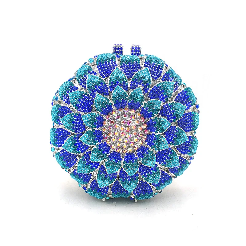 Women evening party bag diamonds crystal clutch bridal wedding party wallet purse handbag elegant sun flower crystal purses women evening bag