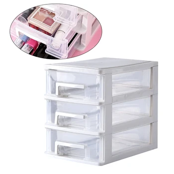 

3 Layers Transparent Desktop Drawer Type Storage Box Plastic Mini Cosmetics Storage Organizer Sundries Holder Storage Box