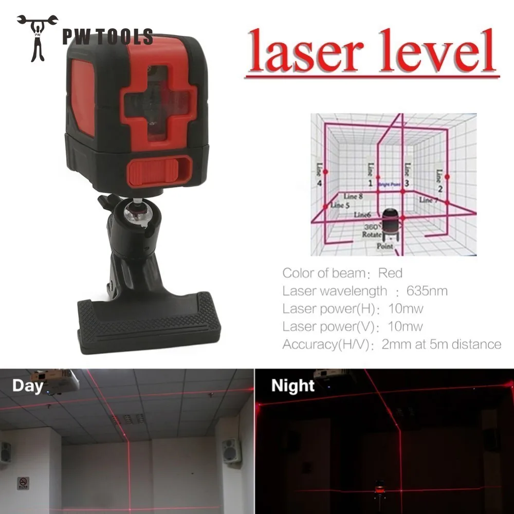 

15m Indoor Working Range Laser Level Self-Leveling 110 Horizontal Vertical Cross Super Powerful Red Laser Beam Line