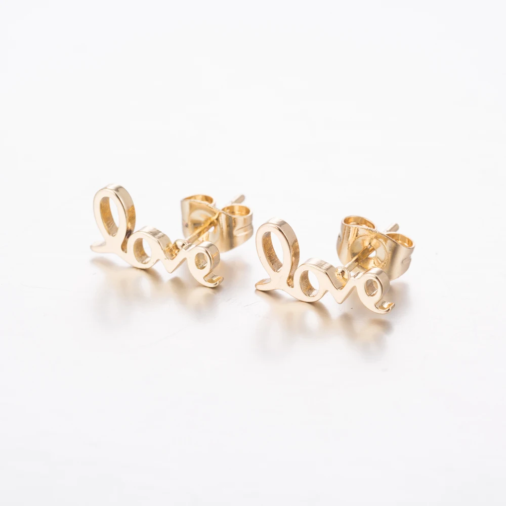 

Yiustar Love Alphabet Stainless Steel Stud Earrings Women Lovely Letter Earrings for Girls Jewelry Girlfriend Everyday Fashion