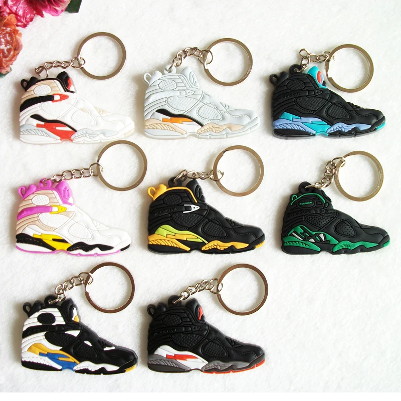 

Mini Silicone Jordan 8 Keychain Bag Charm Woman Men Kids Key Ring Gifts Sneaker Key Holder Pendant Accessories Shoes Key Chain