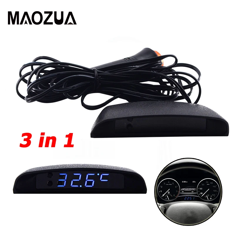 

LED Car Clock Digital LCD Temperature Thermometer Voltmeter Clock Auto Electronic Time Clocks for Vehicle Trunk 12V Time Display