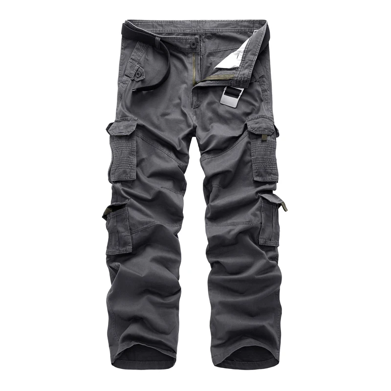 

2018 Casual Multi Pocket Cargo Pants Men Cotton Zipper Fly Military Pants Tactical Pants Male Large Size 40 Tooling Trousers