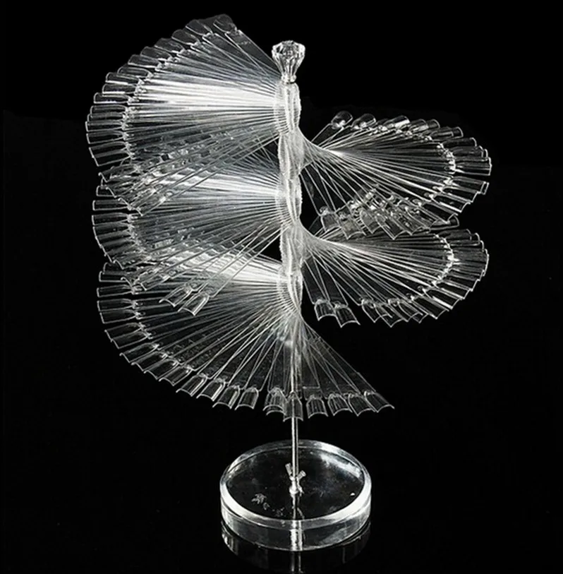 

CLEAR 120 PCS False Nail Art Tip Stick Polish Display Fan Practice Card Stand Set