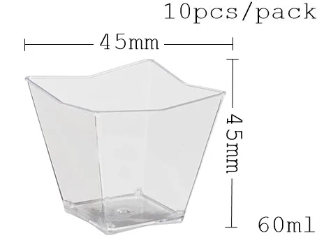 Акция-вечерние принадлежности для свадьбы, одноразовая пластиковая посуда, 50*50*75 мм/60 мл прозрачная мини Двухстенная десертная чашка, 10/упаковка - Цвет: Оливковый