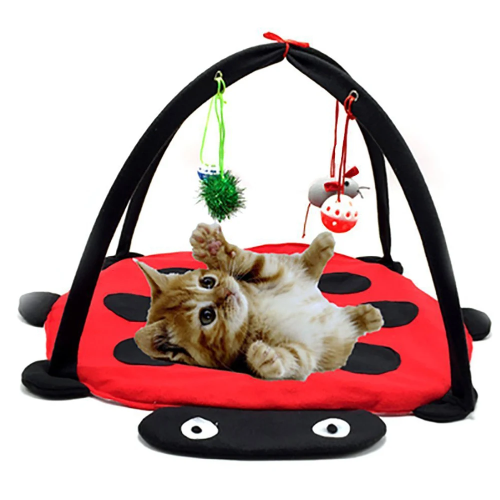

Pet Play Bed Activity Playing Toy Exercise Kitten Pad Mat Bells House