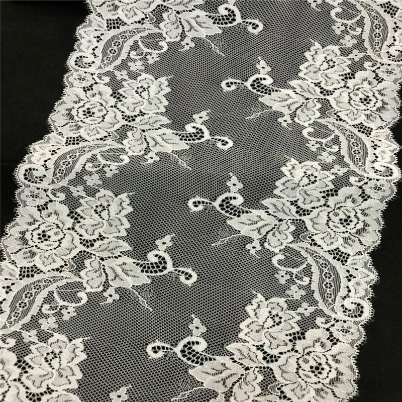

Free shipping 5yards/lot Width 20CM white and black Super Elastic Lace Fabric diy clothes fabric accessories