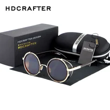 HDCRAFTER Steampunk Gafas de Sol Hombres Mujeres Gafas Steampunk 2017 Gradiente Ronda Espejo Recubrimiento Gafas Lentes De Sol Hombre Caliente