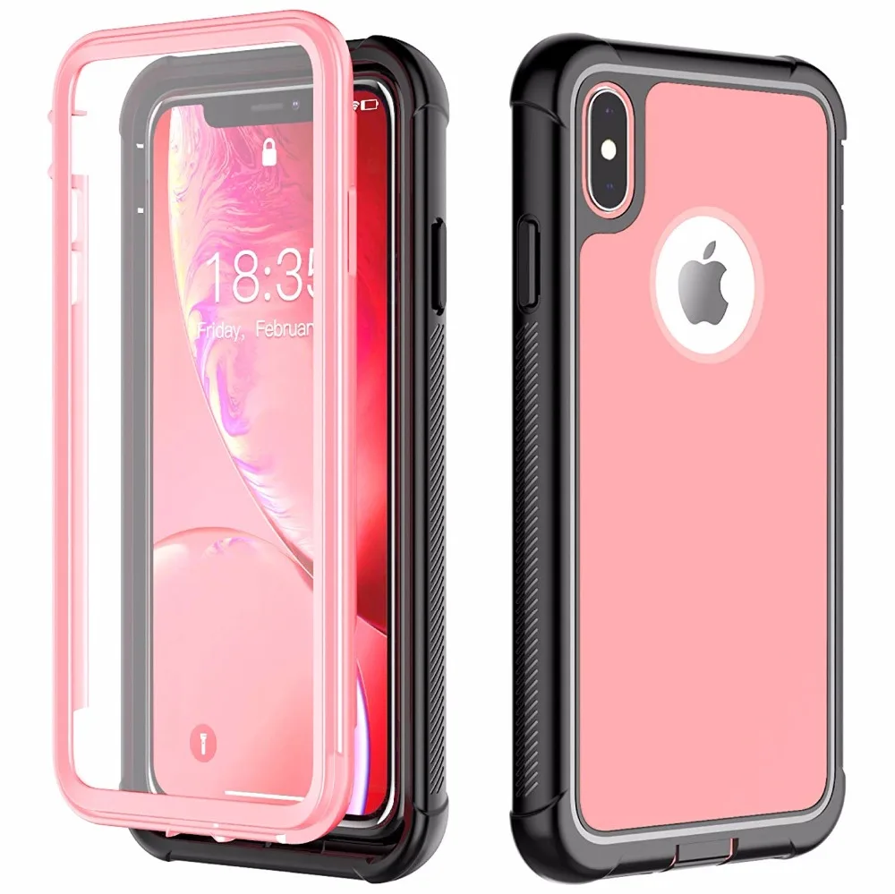 For iPhone Xs Full Body Rugged with Built in Screen