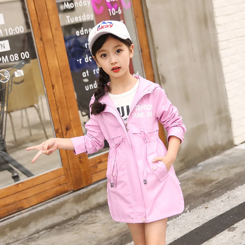 Детский плащ для девочек Dollplus Повседневная ветровка с капюшоном и надписью на