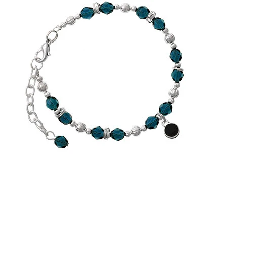 Hockey Puck Navy Blue Beaded Bracelet