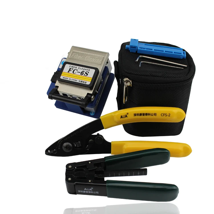

4 In 1 Fiber Optic Cutting Tool Kit with FC-6S Optical Fiber Cleaver and Fiber Cable Stripper