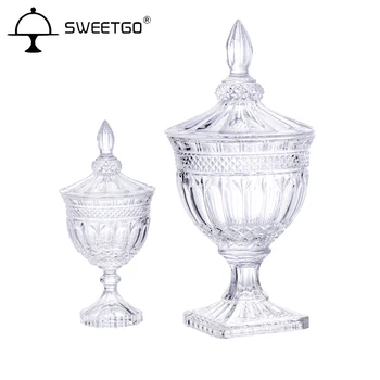 

New European style Glass candy jar Hotel wedding dessert dining table shopwindow Decorative transparent Glass articles