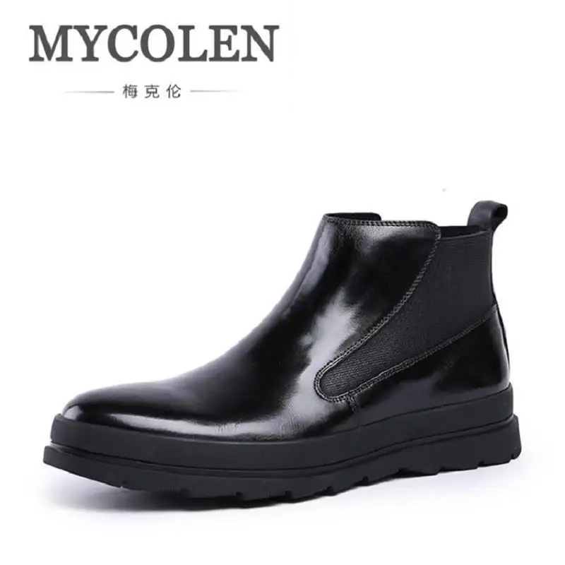 

MYCOLEN Men Shoes Genuine Leather Breathable Fall Men's Boots British Fashion Wear Boots Male Black Outdoor Shoes
