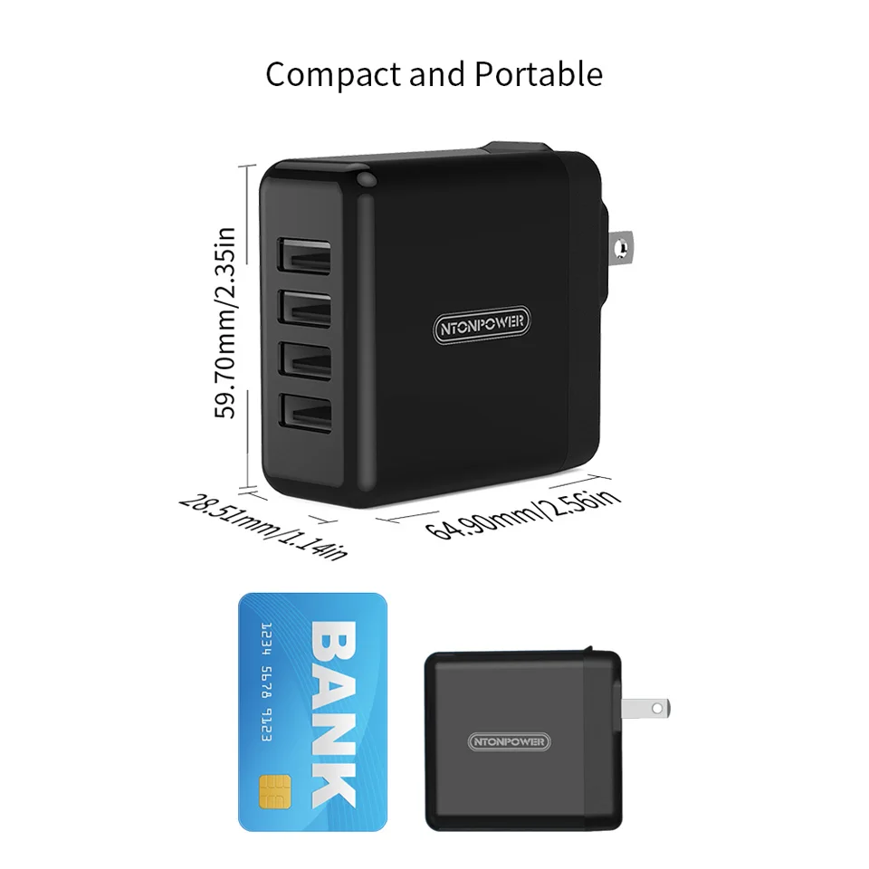 NTONPOWER 4 USB العالمي الهاتف المحمول شاحن محول السفر المملكة المتحدة/الاتحاد الأوروبي/الاتحاد الافريقي/الولايات المتحدة 34 W USB الجدار شاحن ل وحي/ف...