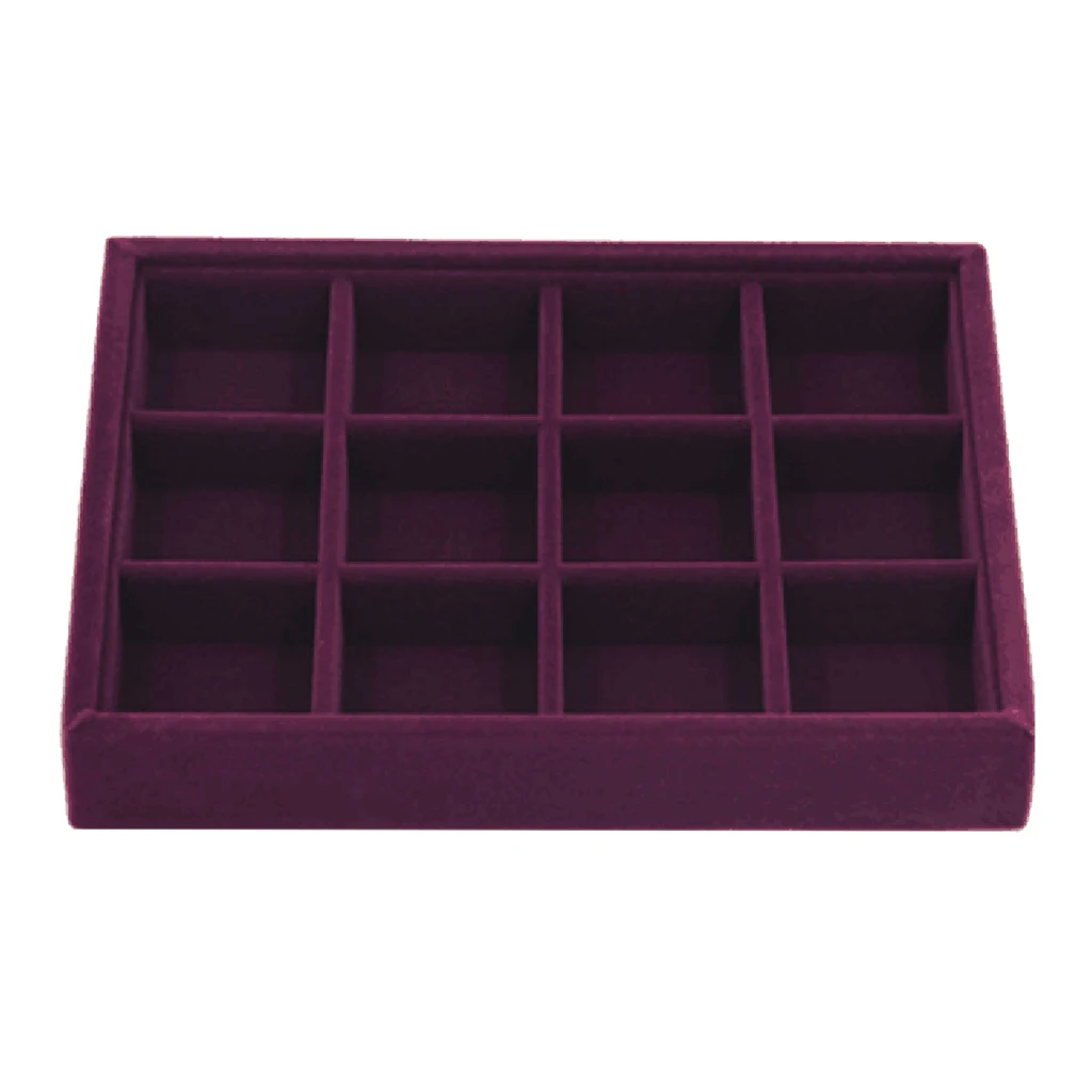 Elegant Purple Velvet Stackable Jewelry Display Tray Case Holder Organizers