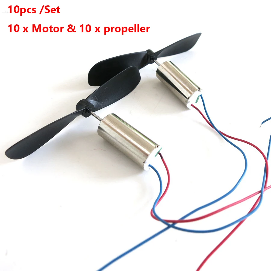 

10pcs/set DC 3.7V 40000RPM Micro DIY Helicopter Coreless DC Motor With 10pcs Propeller for Micro 4 Axis Aircraft Quadcopter Dron