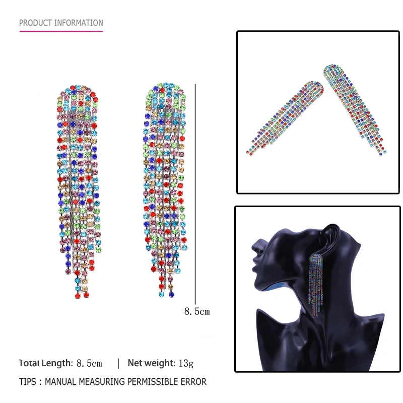 Серьги-подвески Vodeshanlien, стразы, длинные кисточки, для женщин, свадебные украшения, Очаровательная цепочка, висячие серьги, массивное ювелирное изделие